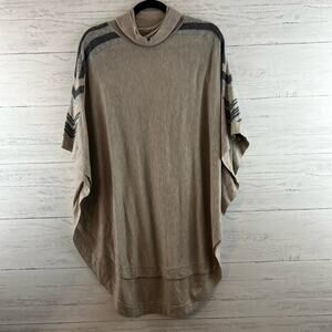Splendid Tan Stripe Longline Cowl Neck Knit Top Size M/L